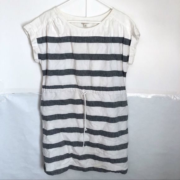 GAP Dresses & Skirts - Gap White Blue Striped Drawstring Pocket Dress